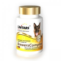 Unitabs Brevers Complex Q10 Витамины с Пивными дрожжами для Крупных собак 100 таб (49681)